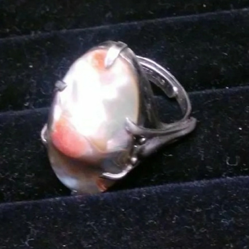 VINTAGE STERLING SILVER ABALONE RING - Picture 5 of 7